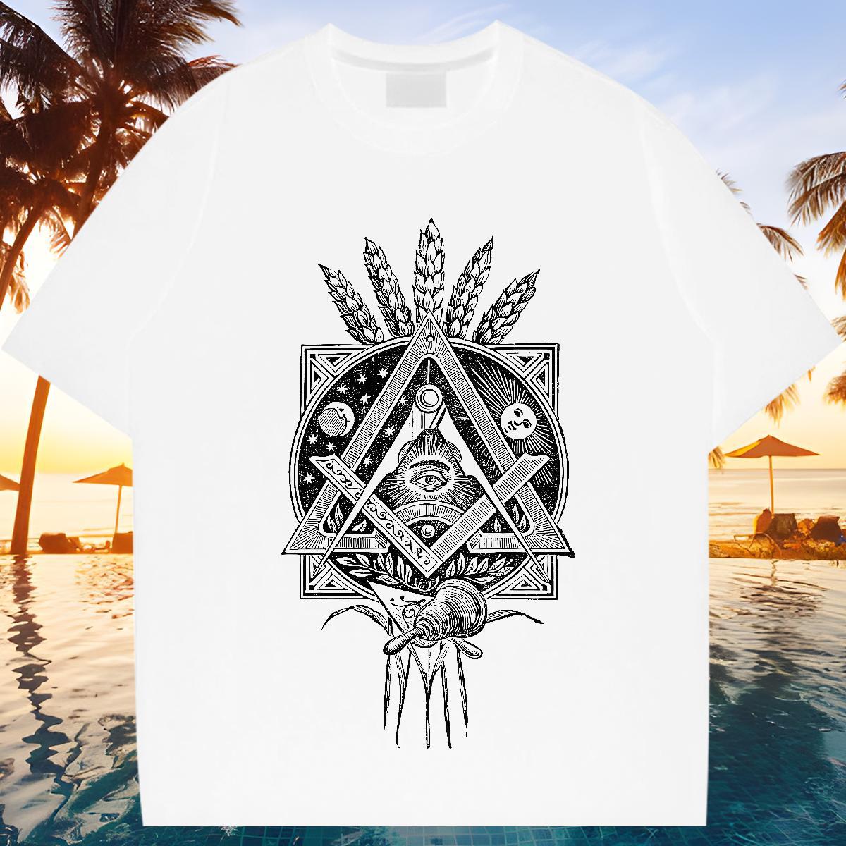 Comfortable Men T Shirts 100% Cotton 230g eye of the devil Daily Outfit Cartoon Print Short Sleeve Soft Men Tees 2024 Tshirts