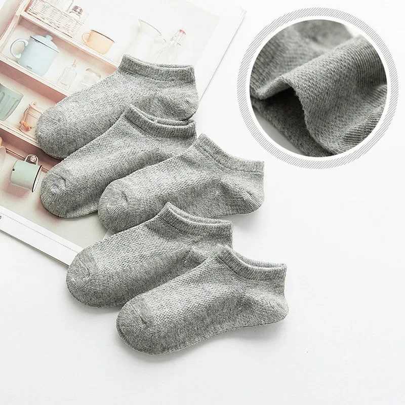 5 Pairs Children Low Cut Socks Boys Girls Black White Gray Boat Socks Baby Kids School Student Uniform Socks Sport Clothes CL240824