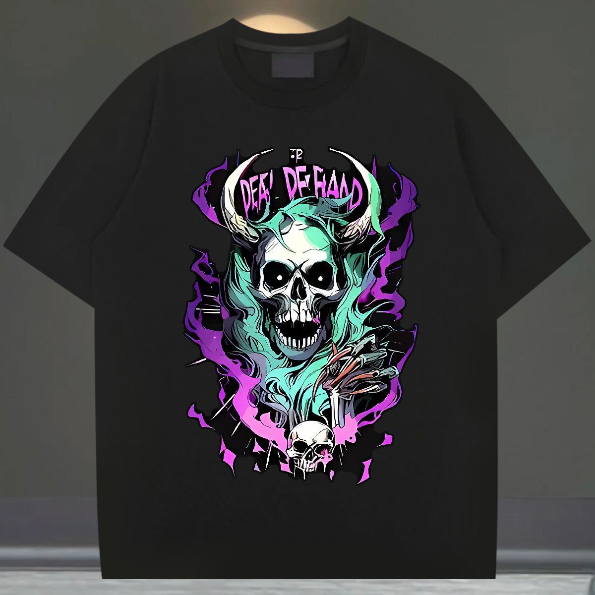 TOP Quality T-Shirts for Men 230g Cotton skull Daily Outfit Anime Pure Cotton Mens Tshirts DIY Customized Tees Shirts