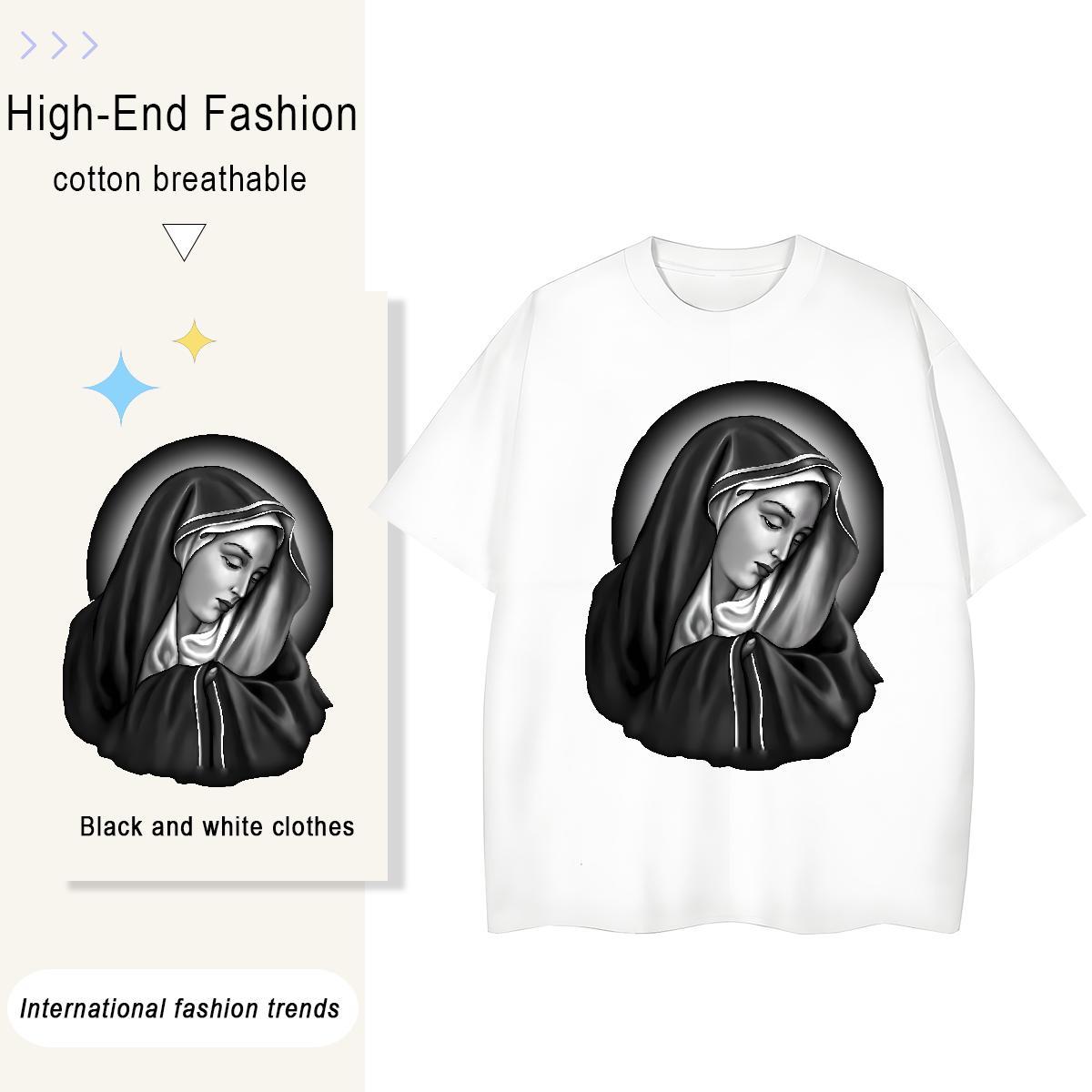 Soft Couples T Shirts 230g 100% Cotton nun Spring Summer T shirt O-Neck Short Sleeve Cartoon Print Clothings