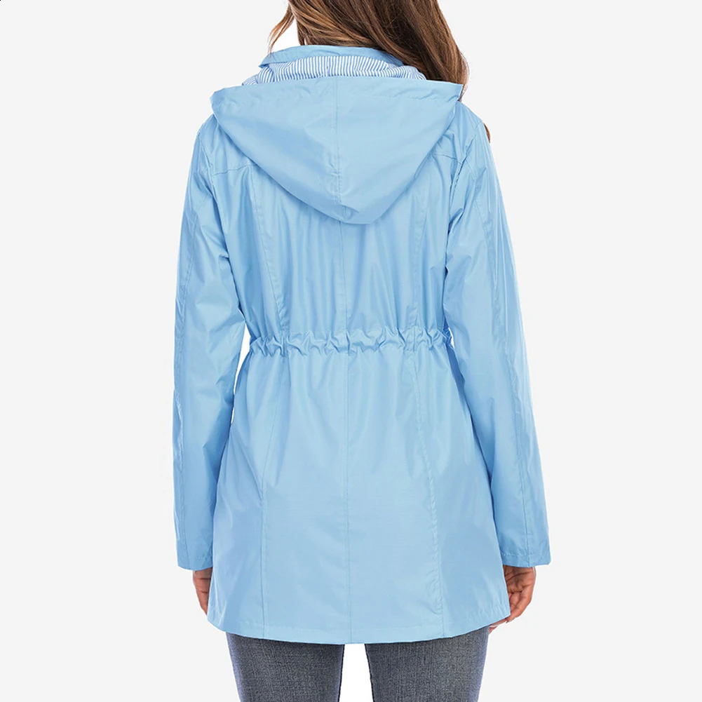 High quality womens jacket outdoor waterproof hooded raincoat jacket womens windproof jacket womens raincoat 240824