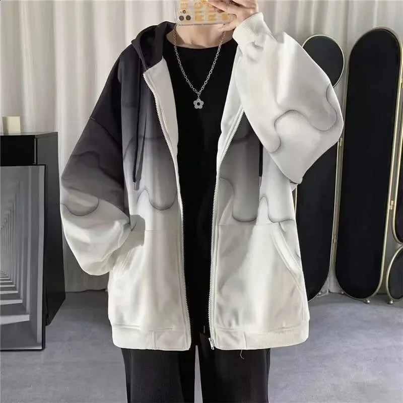 Mans Summer Sun Protection Clothing Zipper Hoodies Long Sleeve Oversize Loose Hooded Coat Y2k Korea Fashion Man Sports Top 240823