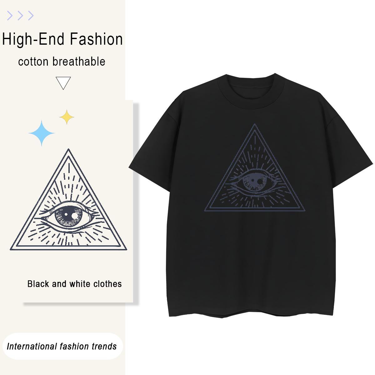 TOP Quality Man T Shirts 230g Cotton eye of the devil Casual DIY Round Neck Short Sleeve Men Tees Brand Top Tees