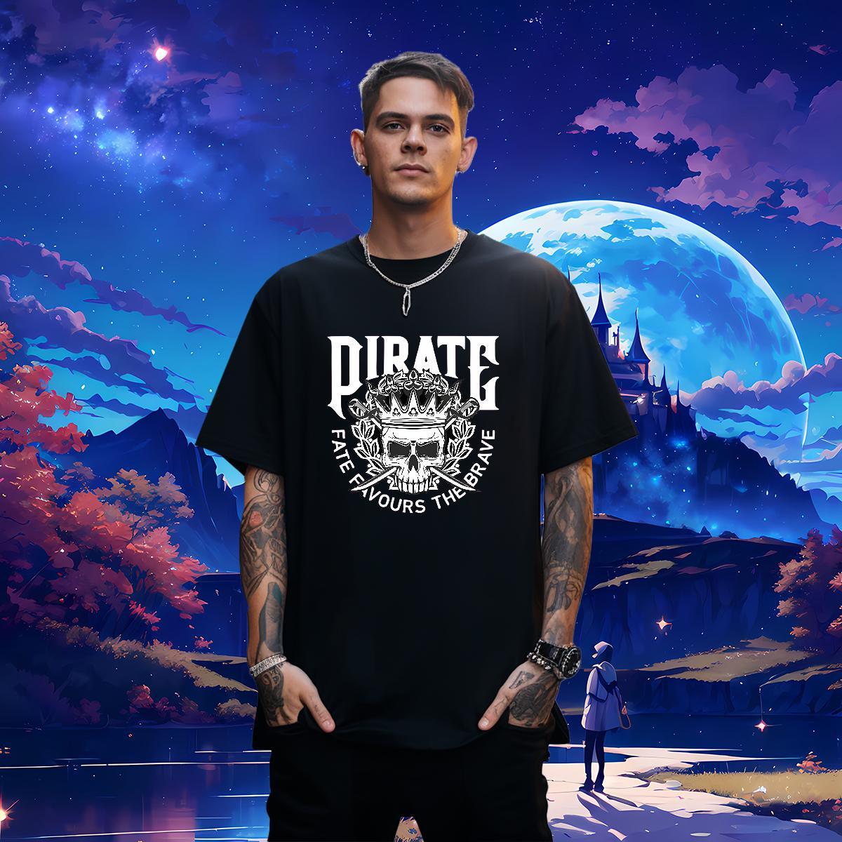 High Quality Men T Shirts 230g Pure Cotton skull Daily Outfit Asian Size Breathable Soft Mens Tshirts Classic Tops