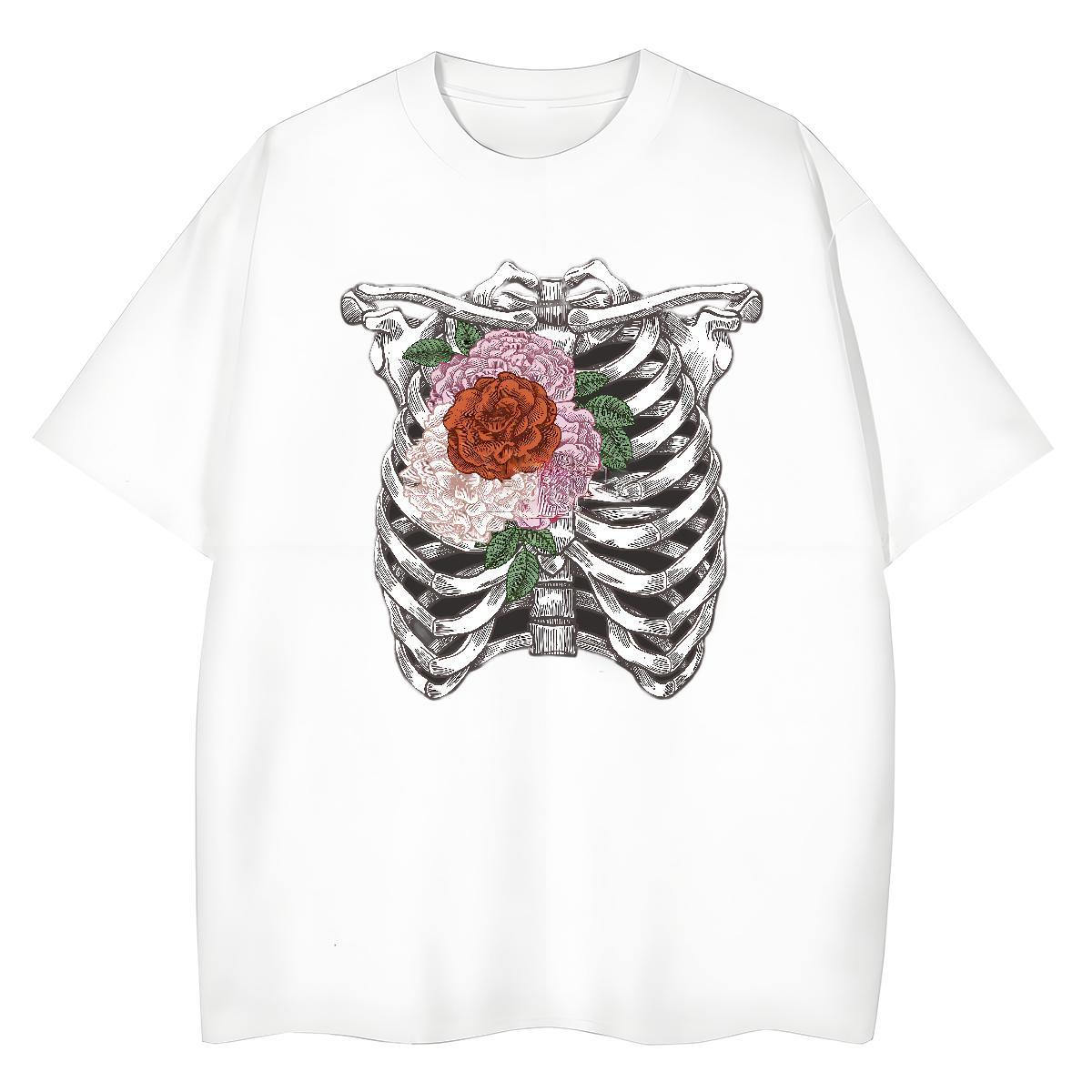 High Quality T Shirt For Man 230g 100% Cotton flower Hip Hop Street Custom Printing Short Sleeve O-Neck Mens Tshirts Fashion Tops