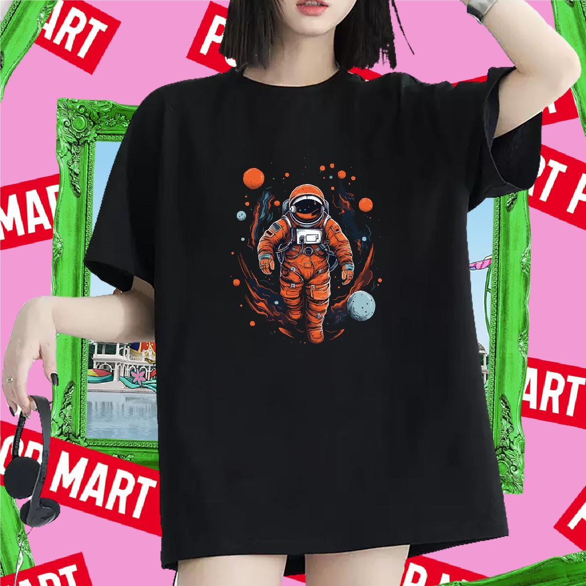 Wholesale Tshirt for Man Woman 230g Cotton universe High Street Hip Hop T Shirt For Woman Breathable Crew Neck Cartoon Print Tshirts