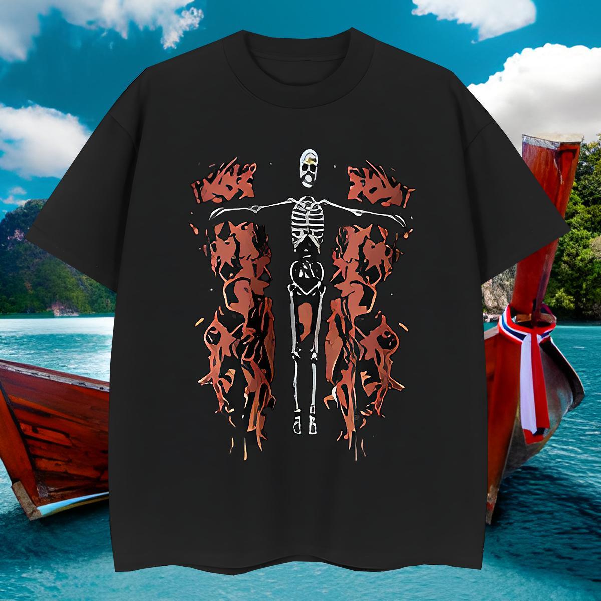 Cool Men T Shirts 230g 100% Cotton skull Summer Casual DIY Round Neck Short Sleeve Men Clothes T-Shirt Designer Fashion Tops Shirt
