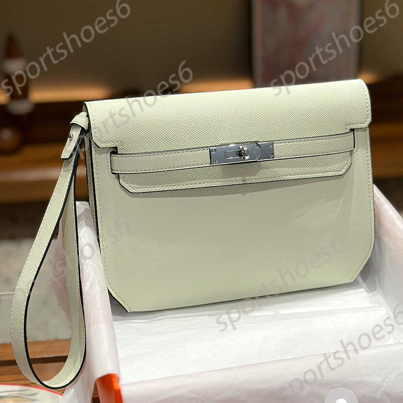 Real Leather Women Shoulder Bags Depeches 25cm Clutches Envelope Messenger Bag Sling Purses And Handbags 2023 New Luxury Brand Cow Skin With Two Long Belts 2358