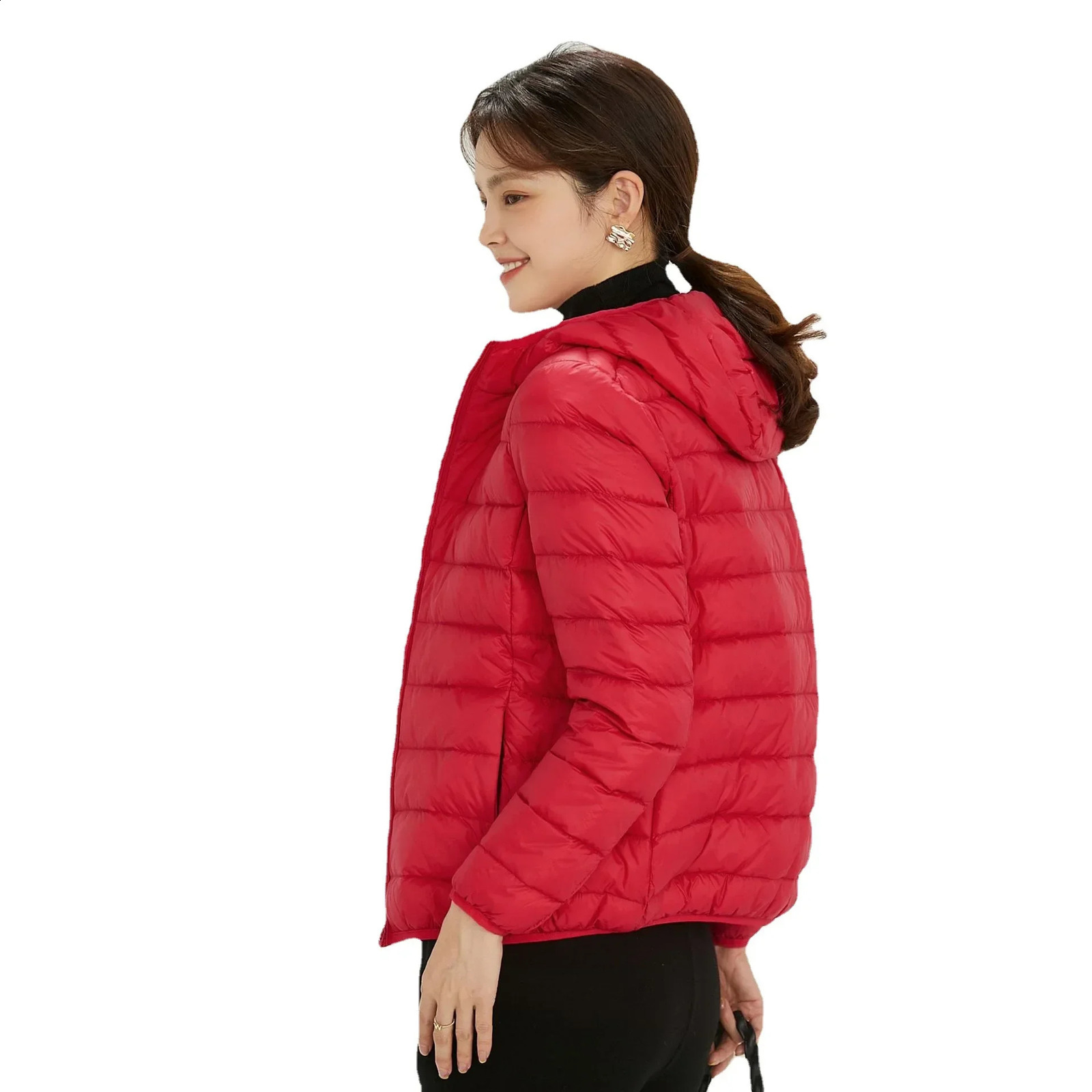 Winter and Autumn Womens White Duck Down Jacket Inflatable Warm Black Coat 240823