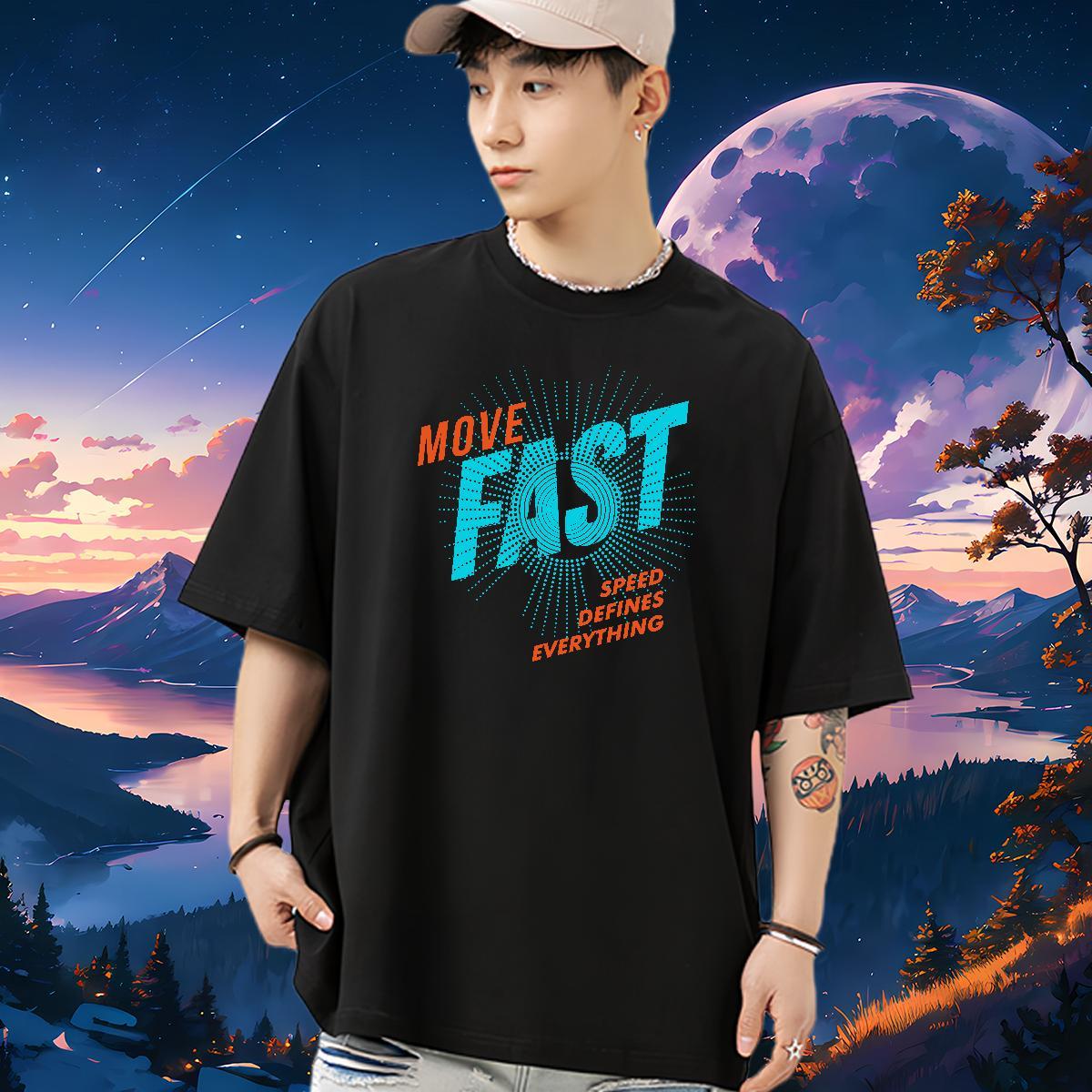 Popular T shirt 230g Pure Cotton letter Hip Hop Skull Crew Neck Breathable Men Tshirts 2024 DIY Tees Shirts