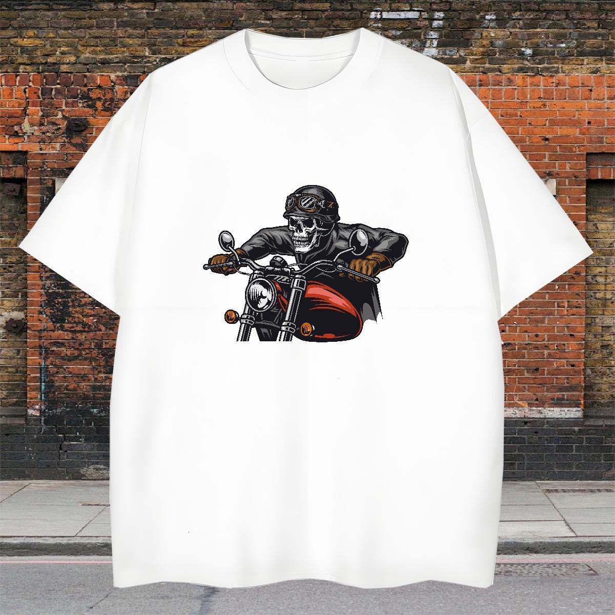 TOP Quality T Shirts Men 230g 100% Cotton skull Hip Hop DIY Printed Round Neck Short Sleeve Men Tops Tees Brand Clothes