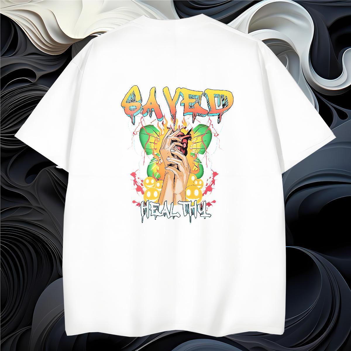 Unisex T-Shirts for Men 230g Pure Cotton skull Street Casual Oversized 4XL Crew Neck Tshirts Designer Fashion Tops Shirt