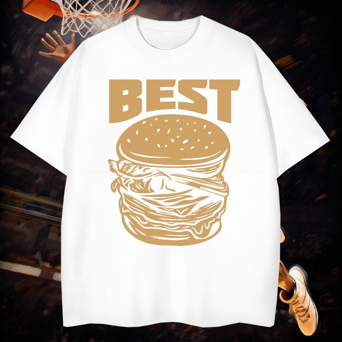 Unisex T shirt 230g 100% Cotton hamburger Spring Summer Black Oversized Breathable Short Sleeve Tshirts Fashion Design Polos
