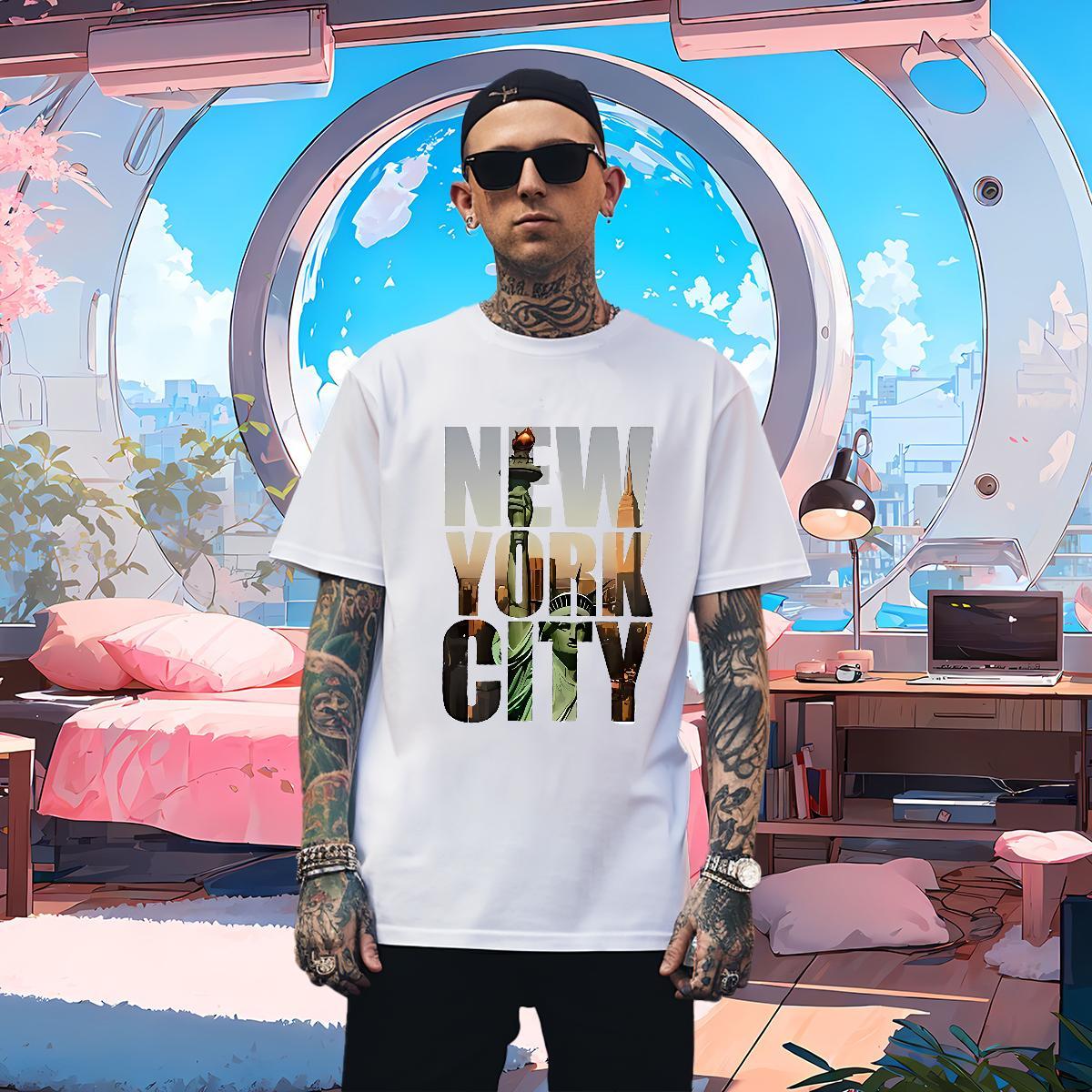 Comfortable T Shirt For Man 100% Cotton 230g New York Daily Outfit White Plus Size Pure Cotton Tshirt for Man Woman DIY Customized Tshirts