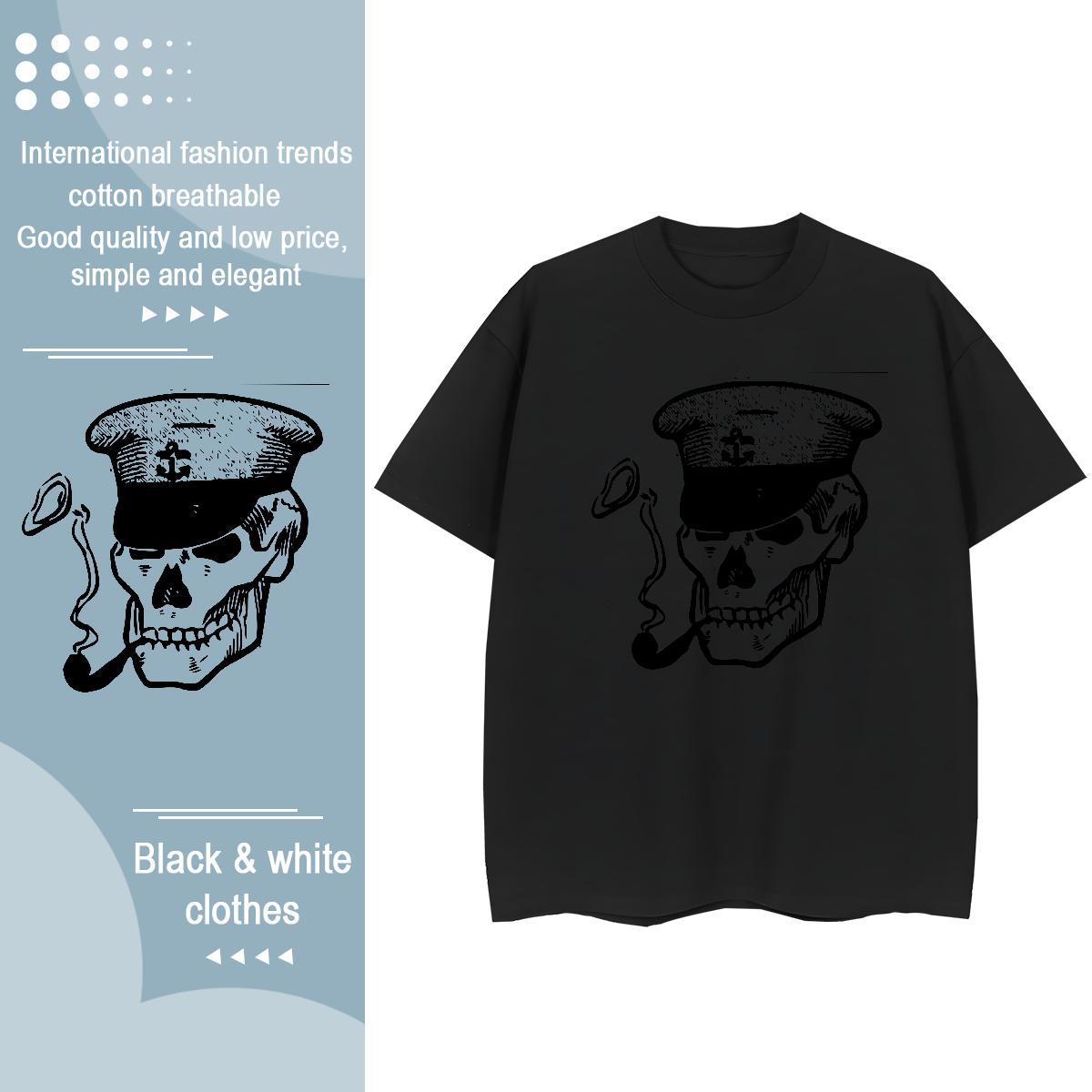 Cool Men T Shirts 100% Cotton 230g skull High Street Hip Hop Customized O Neck Short Sleeves Mens Tshirts Designer Tee Shirt