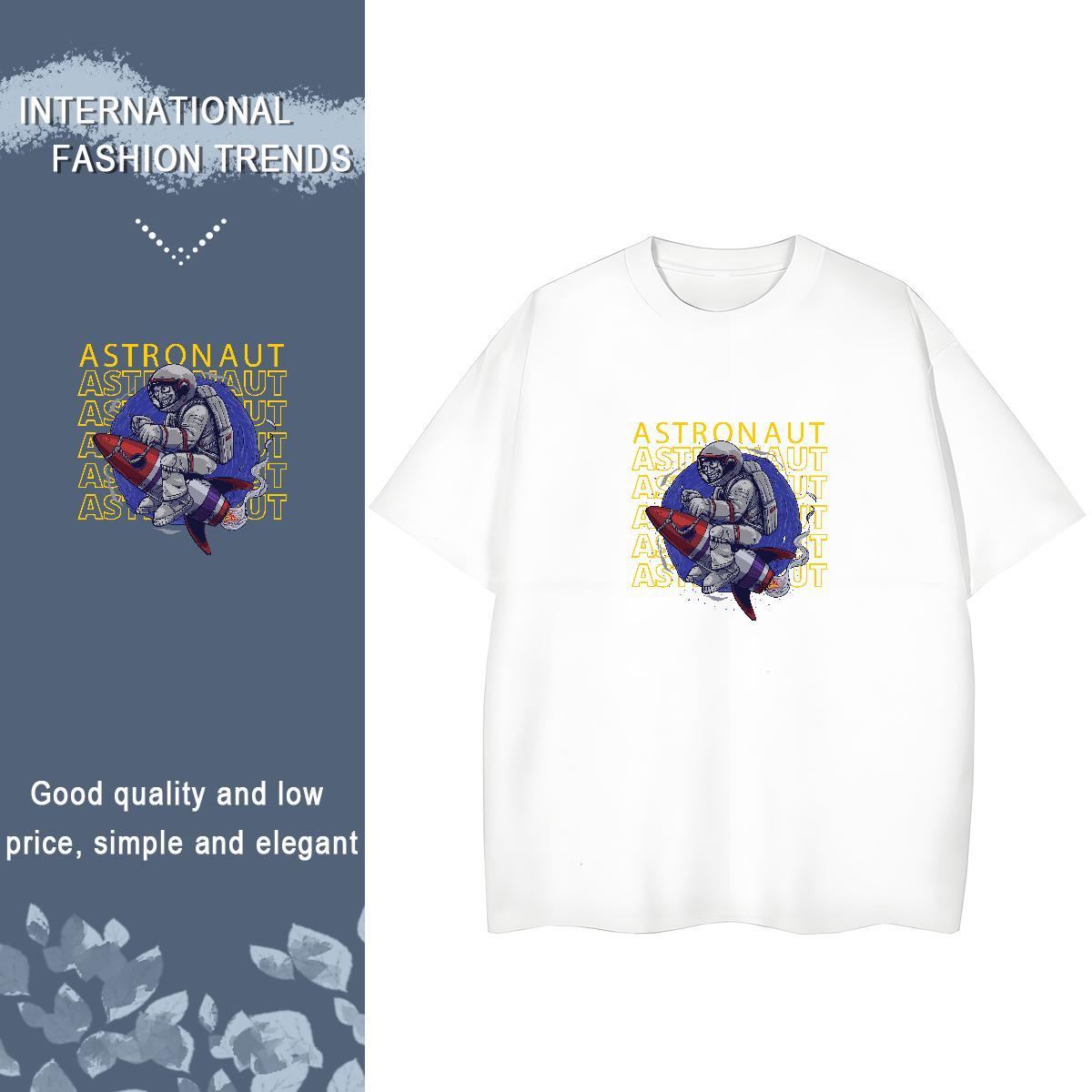Free Shipping Womens Tshirts 230g Cotton spaceman Daily Wear T Shirt For Woman Breathable Crew Neck Custom Print Oversized Polos