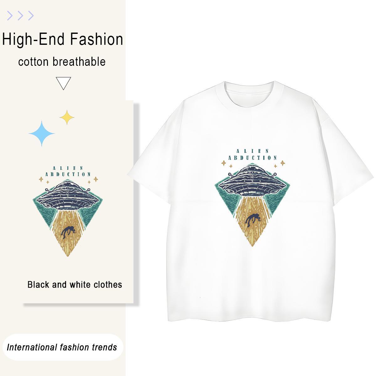 Nice Women Tees 230g 100% Cotton UFO Street Wear Woman T Shirts Short sleeve Soft Black White Tshirts