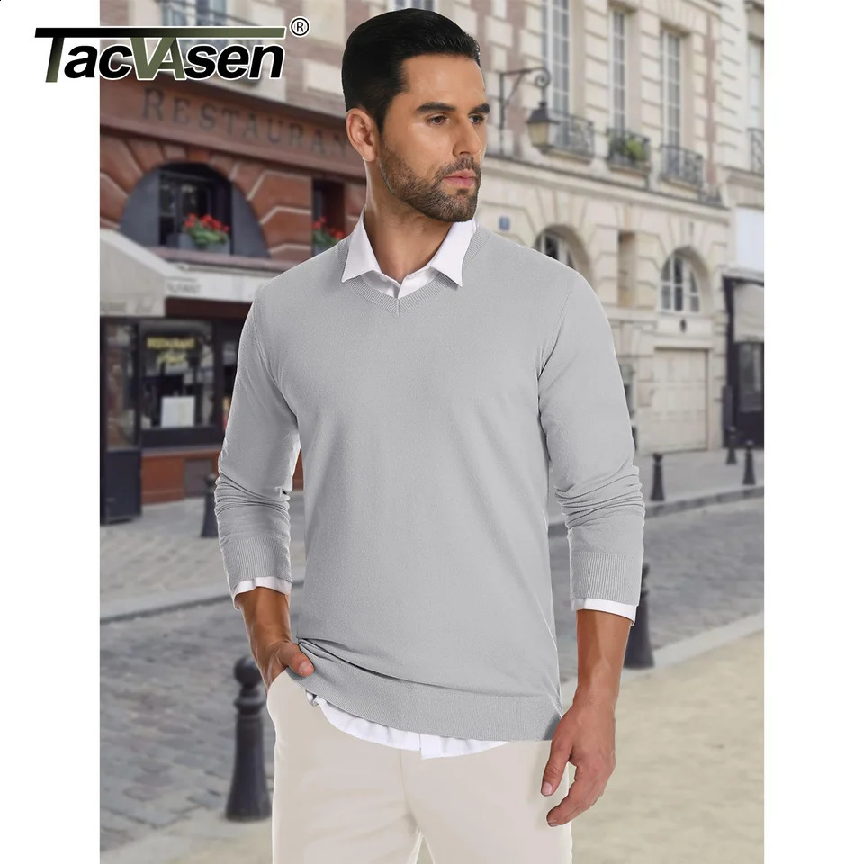 Takvason autumn knitted sweater with floral pattern for men Vneck slim fit casual thick long sleeved 240824