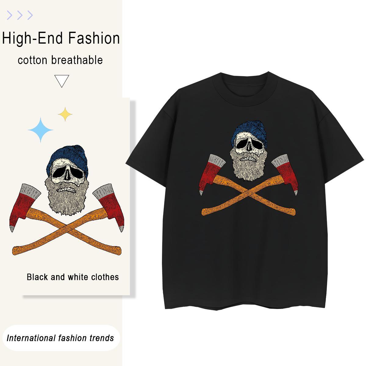 Designer Mens T Shirts 230g Cotton skull Casual Beach Customized Breathable Crew Neck Tshirt for Man Woman Fashion Designer Tops Tees