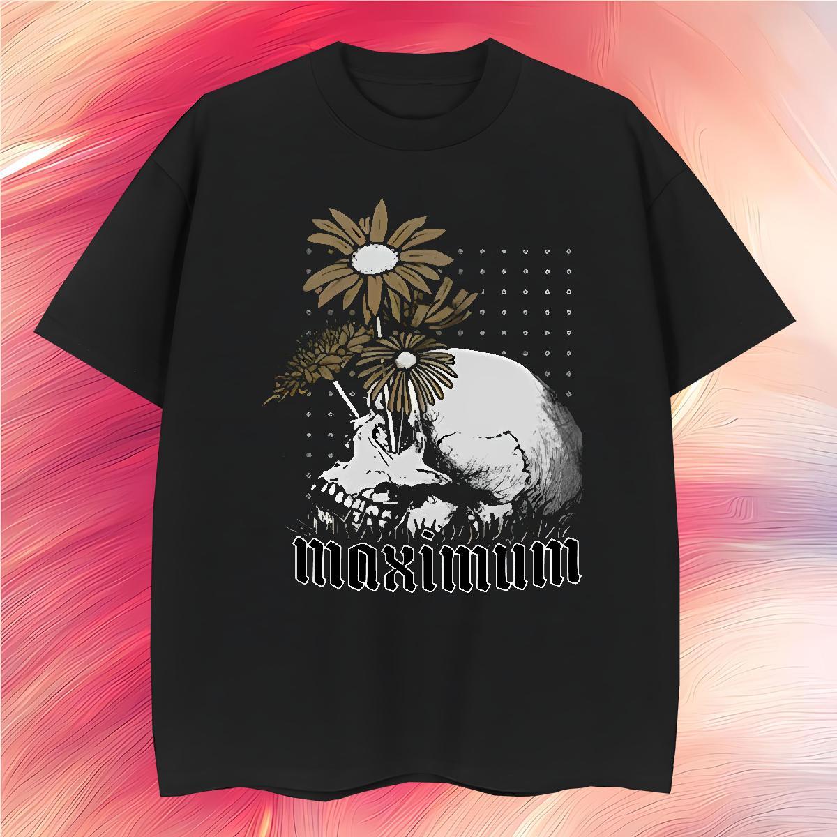 Loose T Shirt For Man 230g 100% Cotton skull Anime Printing Street Custom Big Size Round Neck Short Sleeve Couples T Shirts 2024 Summer Tees