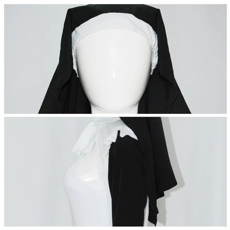 Nun Cosplay costume womens fancy dress set Halloween party roleplaying adult Dress black Christmas 240823