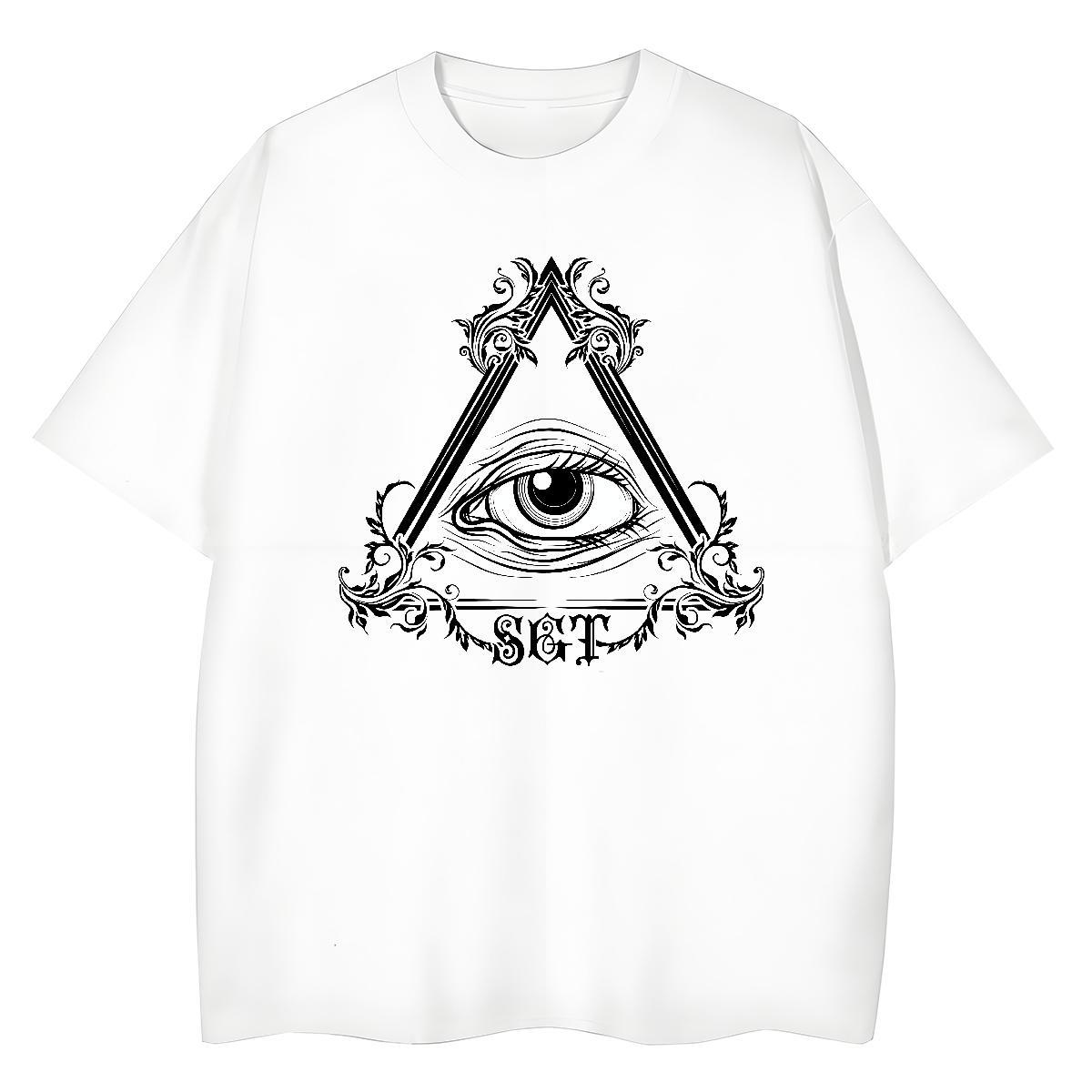 Classic T-Shirts for Men 230g Cotton eye of the devil Casual Daily Wear Plus Size Custom Crew Neck Breathable Men Tops Tees Fashion Design Clothings
