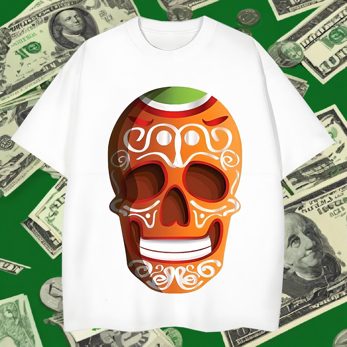 Brand T-Shirts 230g Cotton skull Sport Custom Printing O Neck Short Sleeves Tshirts Wholesale Tops Tees