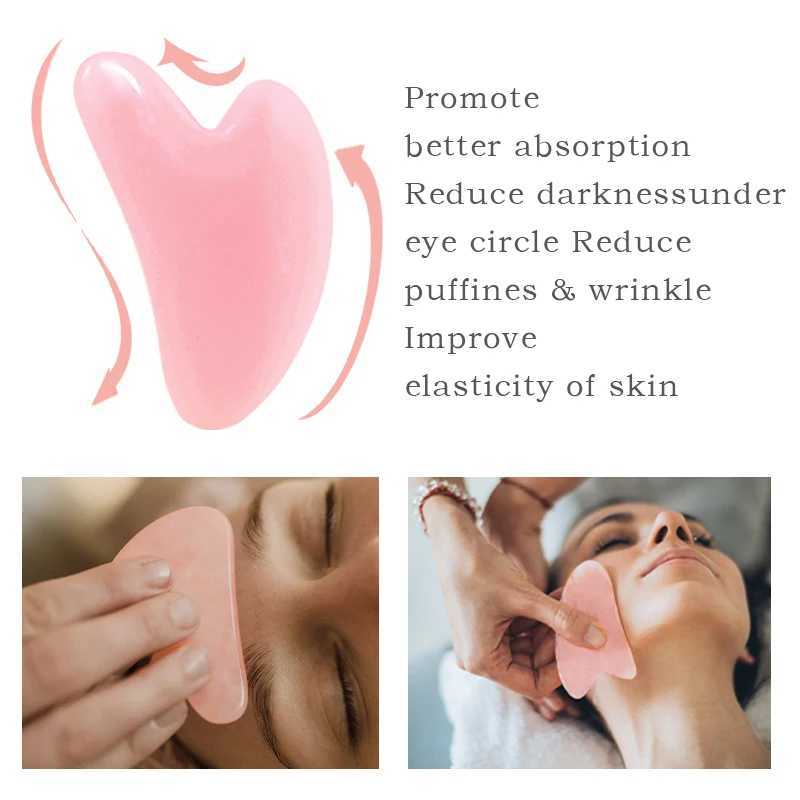 Facial Massager Double Head Roller Beauty Stick Heart Shaped Scraping Tablets Pink for Full Body Massage Tools Pink IW and Set CL240824