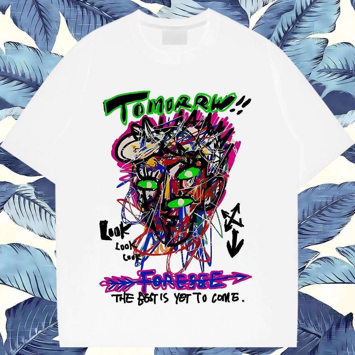 Popular Woman Tshirt 230g 100% Cotton graffiti Summer Casual T Shirts Women Short sleeve Soft Anime Clothes Shirt