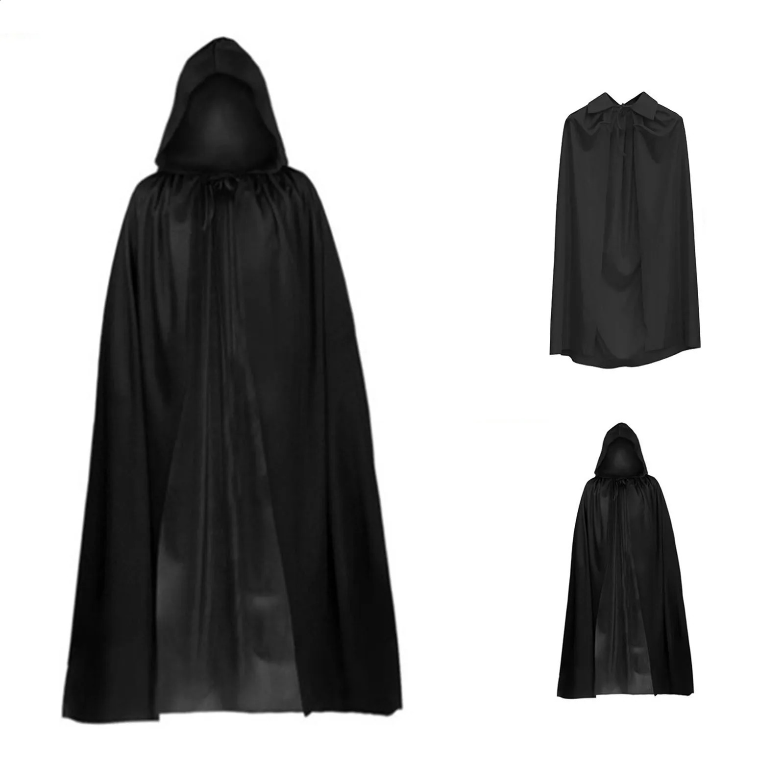 Halloween Cape cosplay wizard death witch dress party black hooded cape womens clothing horror 240823