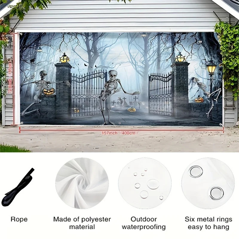 Halloween Horror Garage door banners large outdoor decorations party backgrounds and holiday celebration 240823