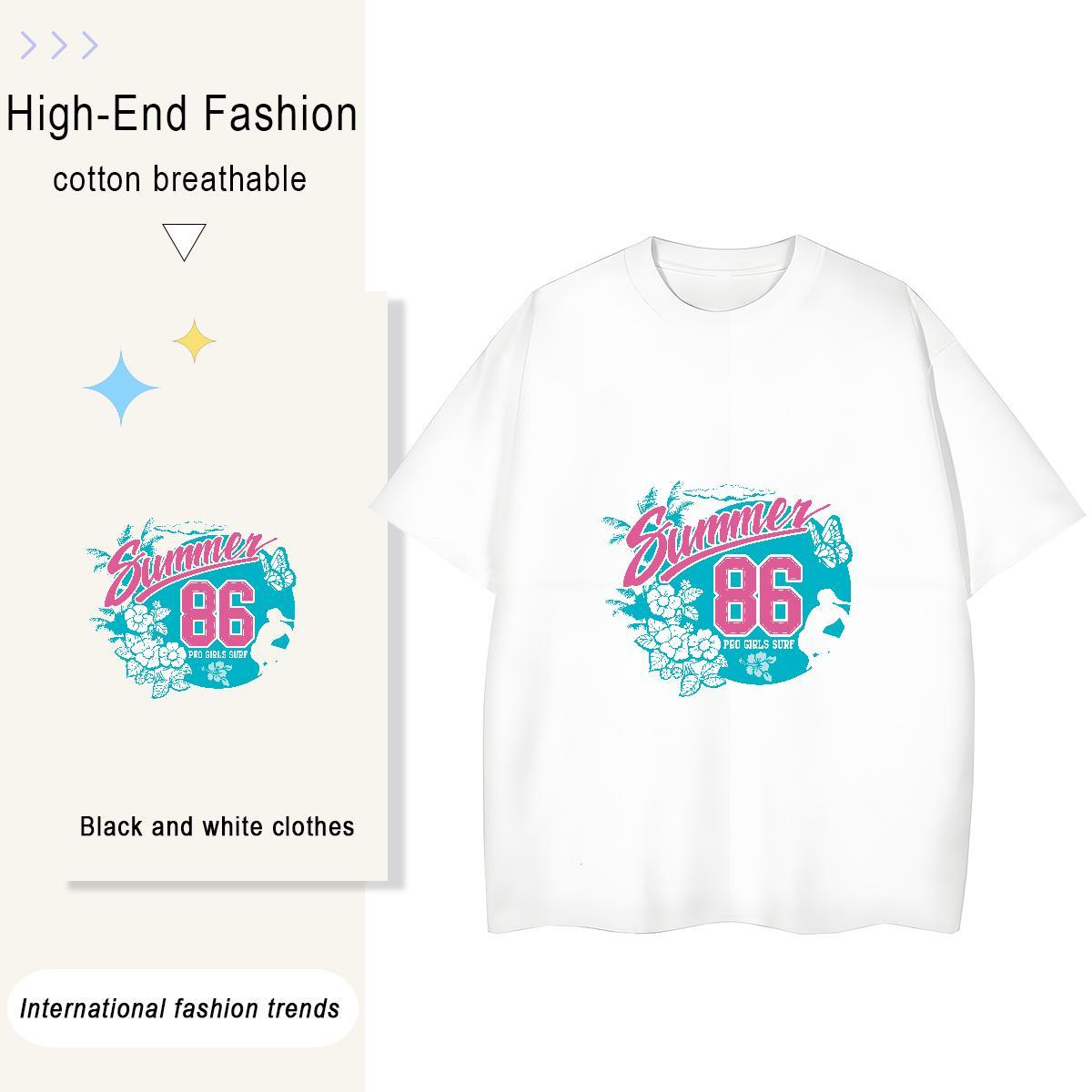 Nice Womens Tshirts 230g 100% Cotton letter Sports Street Wear Woman T Shirts Breathable Short Sleeve Cartoon Print Clothes