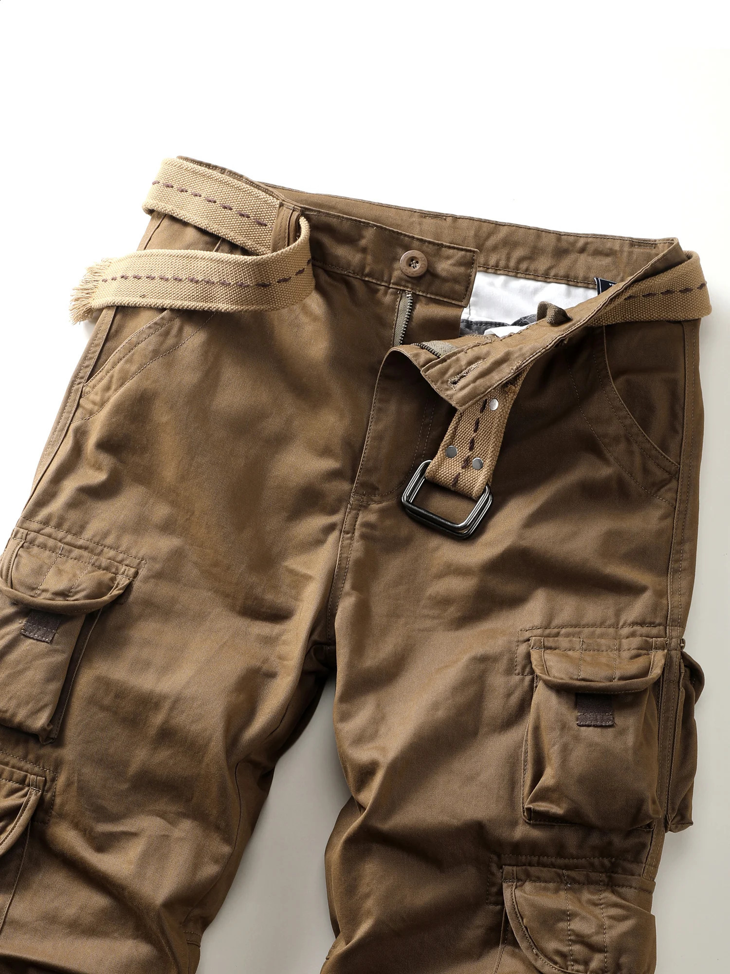 AKARMY mens wild cargo pants camouflage cotton casual thick work hiking with 8 pockets without straps 240823