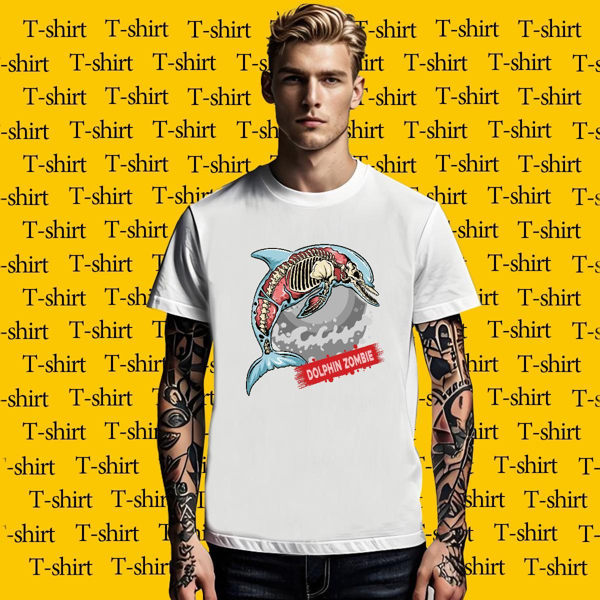 Stylist Men Clothes T-Shirt dolphin Street 230g Cotton Tee Shirt Crew Neck Breathable Comfortable Men T Shirts White Plus Size