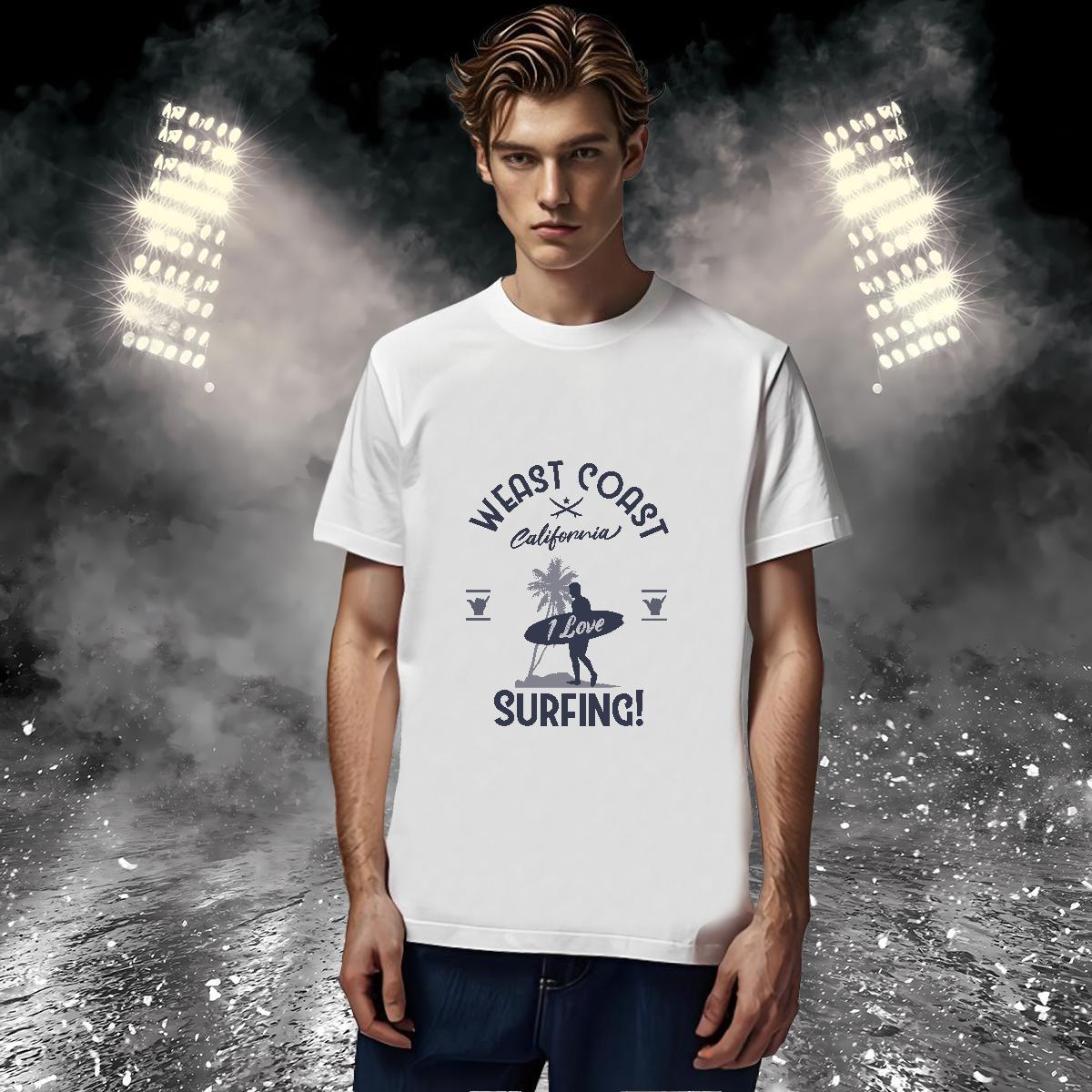 High Quality Mens T Shirts 230g Cotton sea Street Graphic Crew Neck Breathable Men Tops Tees 2024 Summer Tee Shirt