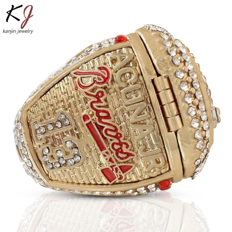 Band Rings Player Name Soler Man Albies World Series Baseball Braves Team Championship Ring With Wooden Display R250425