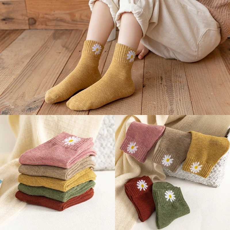 5Pairs/Lot Cartoon Stripe Kids Socks Casual Baby Girls Boys Cotton Spring Autumn Toddler Knitted Children Socks For 1-8Years CL240824