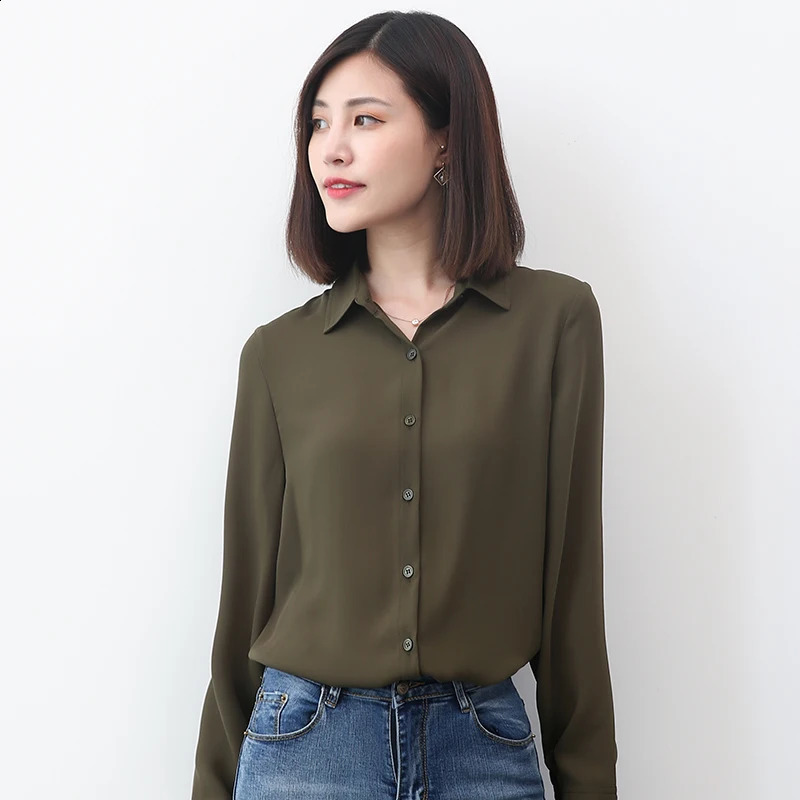 Simple Women Chiffon Shirts Casual Multi Color Womens Tops And Blouse Fine Long Sleeve Shirt Office Female Clothes 240823