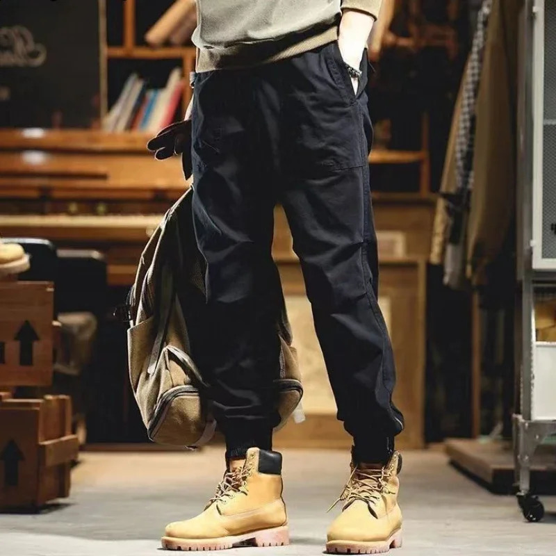 Mens Trouser khaki outdoor mens cargo pants hiking workwear autumn relaxed casual Y2k oversized retro Harajuku 240823