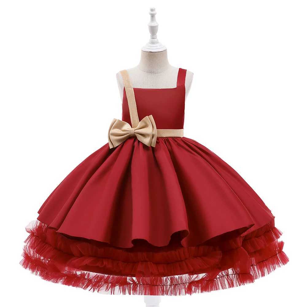 New 2023 Carnival Fashion Childrens Clothing Solid Color Evening Dress Girls Tutu Princess Clothing Childrens 3-10 Years W240823