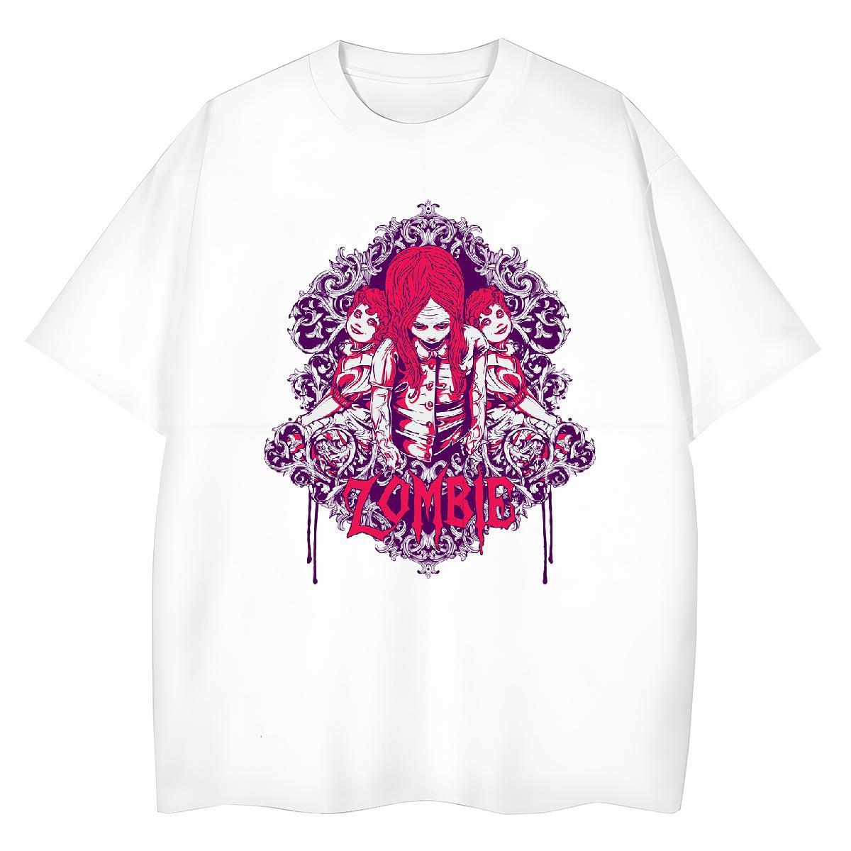Loose T shirt 230g Cotton skull Anime Printing Street Oversized Breathable Short Sleeve Tshirts 2024 Summer Top Tees