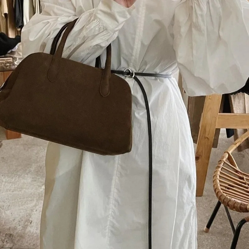 Suede Vintage Bowg Boston Handbag | 2024 Large Capacity Fashion Sense Womens Bag 4