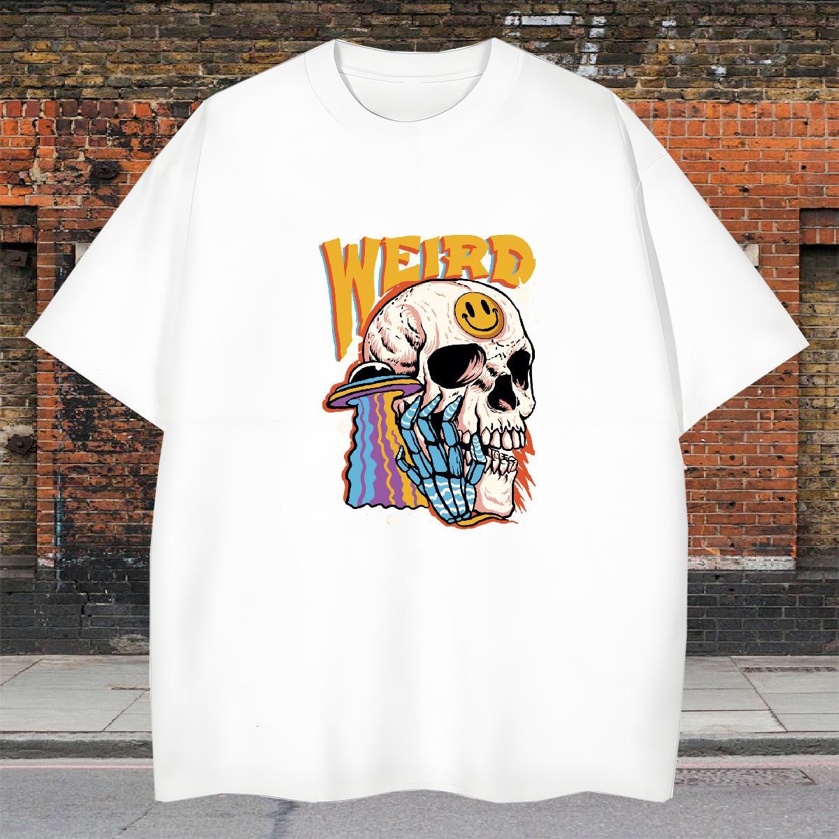 Soft T shirt 230g Pure Cotton skull Outdoor Oversized 4XL Breathable Short Sleeve Mens Tshirts 2024 Clothes