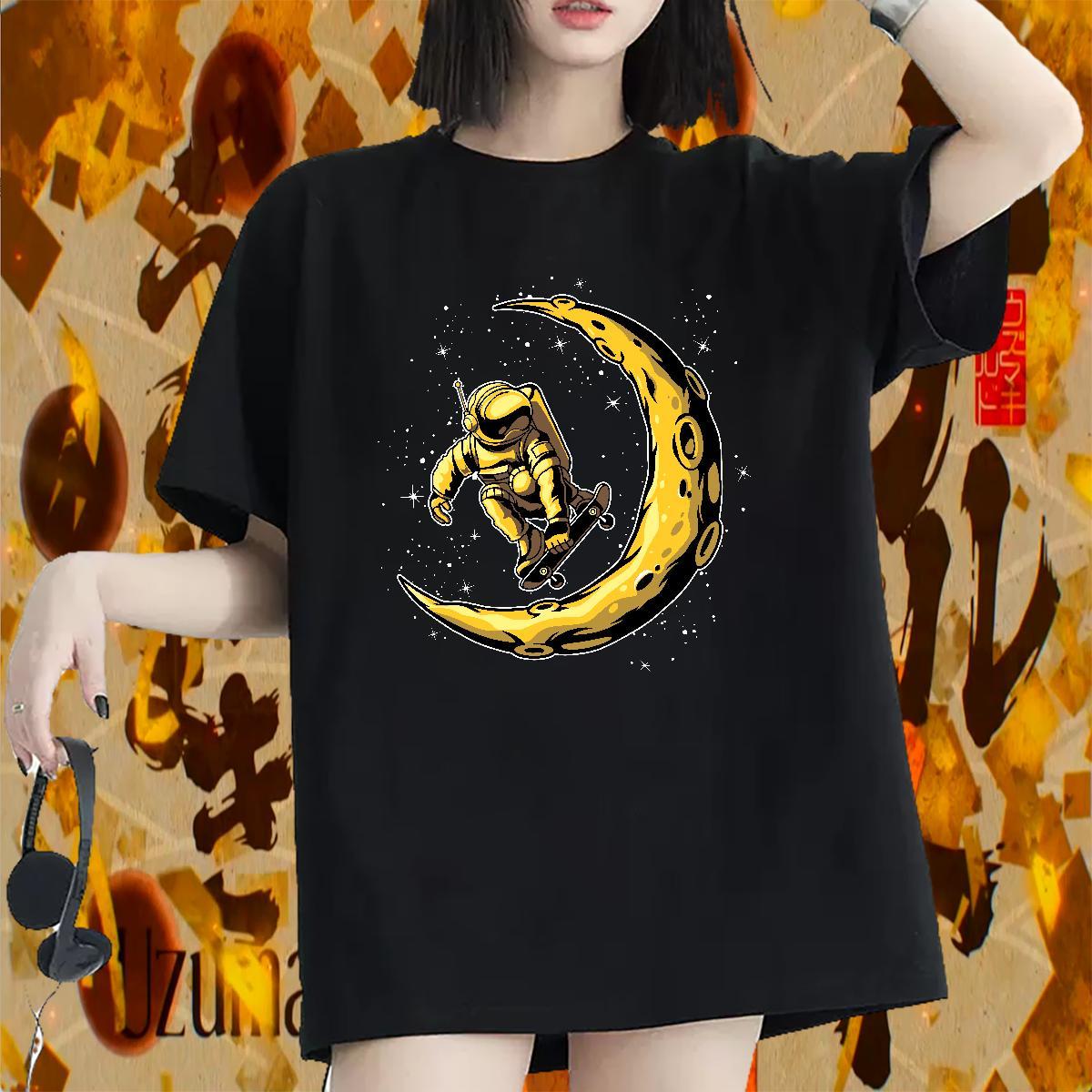 Female Couples T Shirts 230g Pure Cotton universe Hip Hop Street T Shirts Women Breathable Cartoon Anime Tee Shirt