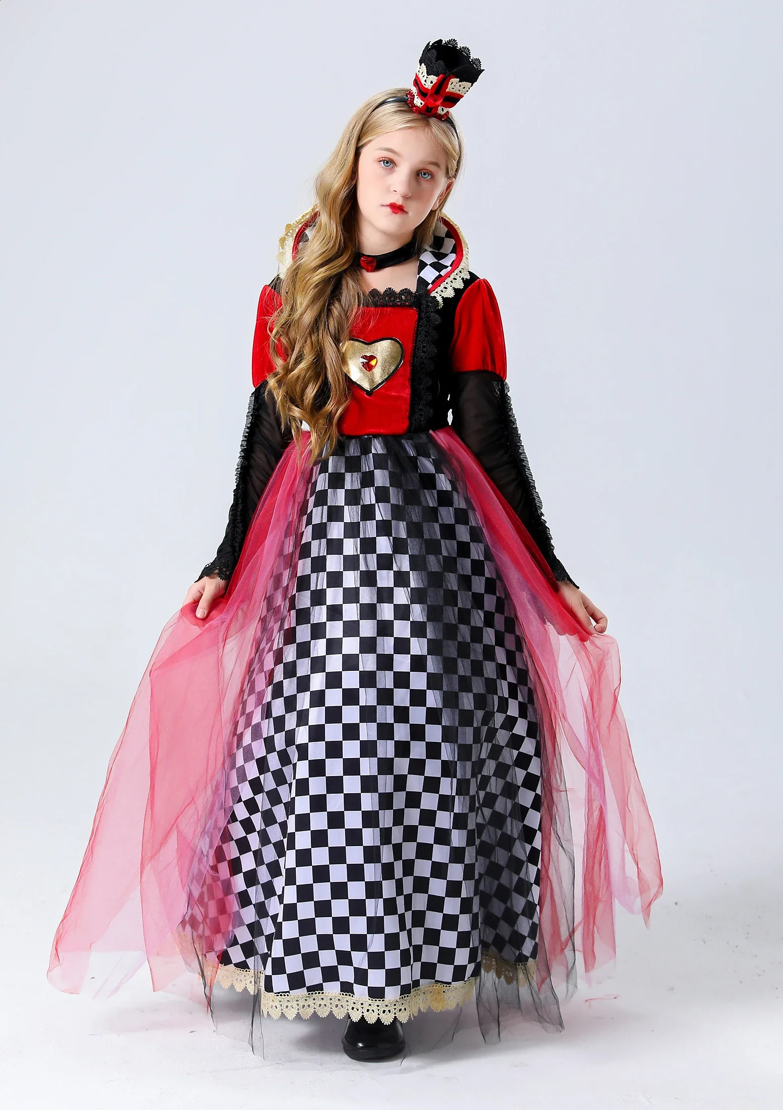 Halloween Alices Adventures in Wonderland Red Queen Carnival costume stage performance princess roleplaying parents children fancy dress 240823