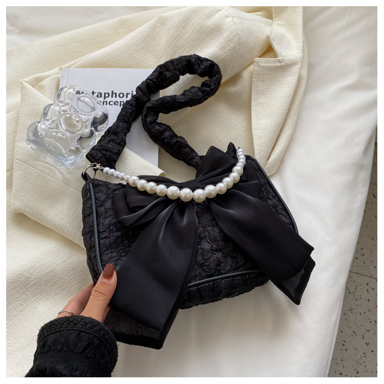 Women's textured lace pleated bag Korean style simple casual single shoulder armpit bag