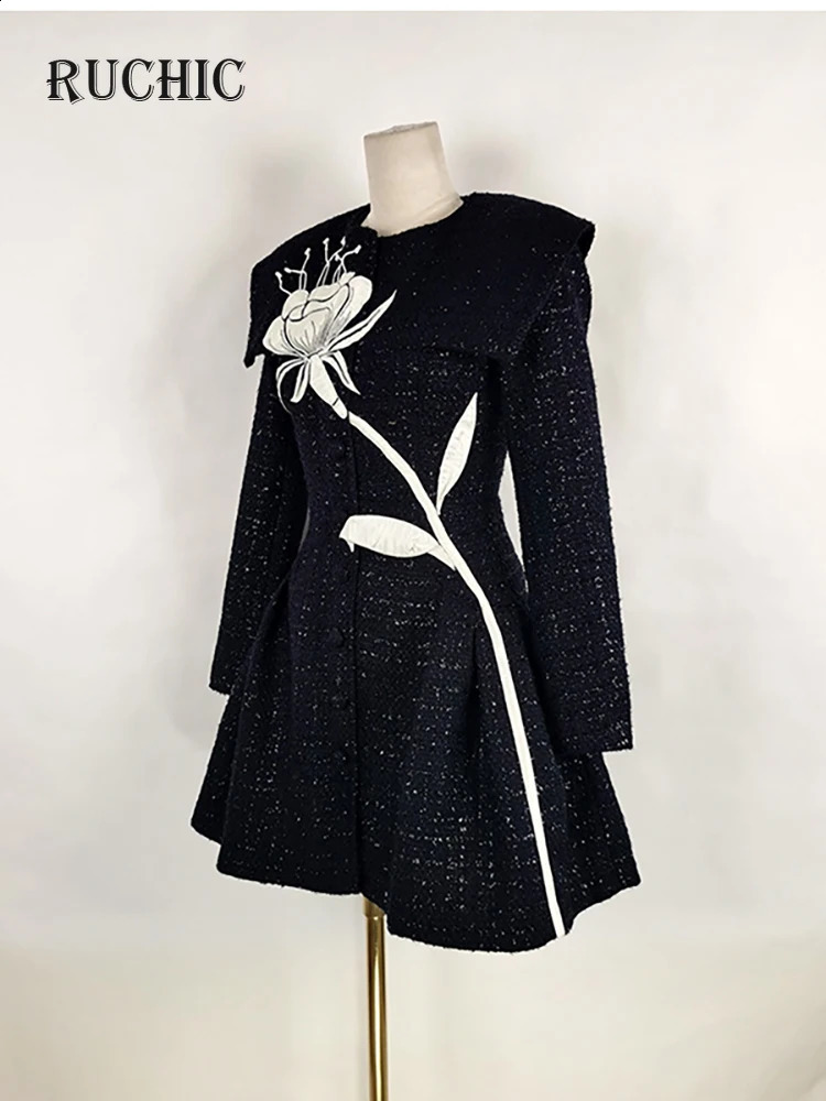 Womens Fashion Dress O-neck Long Sleeve Contrast Color Print Tweed Waist Elegant Female Autumn Dress Fashion 240824