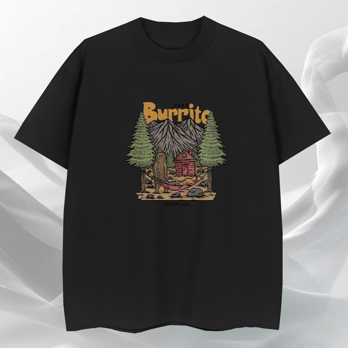 Comfortable Mens T Shirts 230g Cotton mountains Spring Summer Cartoon Print Breathable Short Sleeve Tshirt for Man Woman Classic Casual Tees