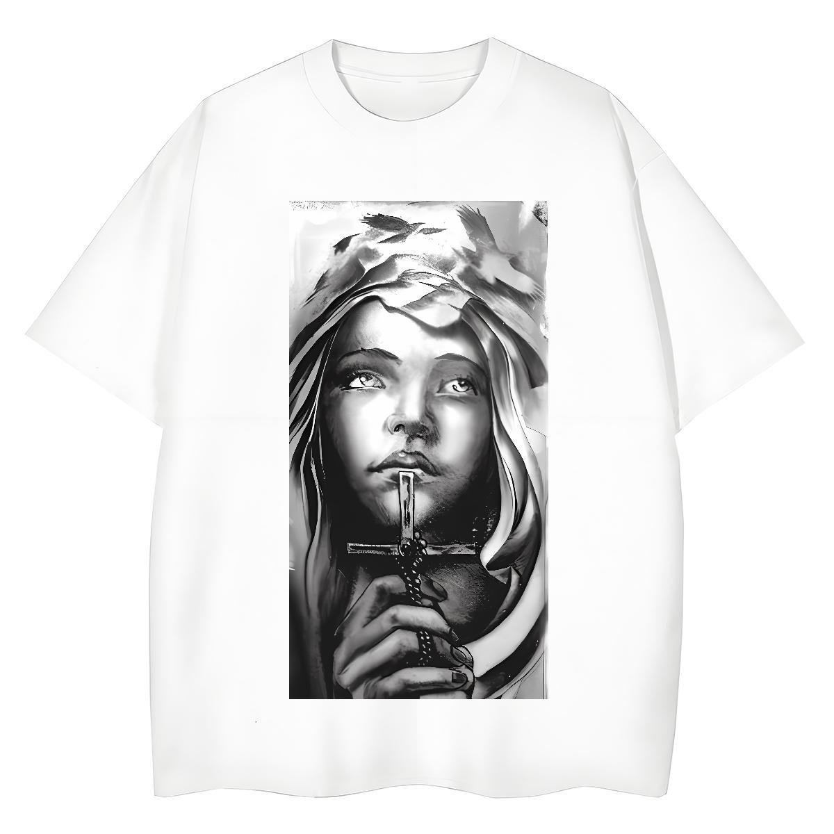 Free Shipping Lady T shirt 230g 100% Cotton cross Sports Street Wear T Shirt For Woman Comfortable DIY Anime Printed Tops Shirt