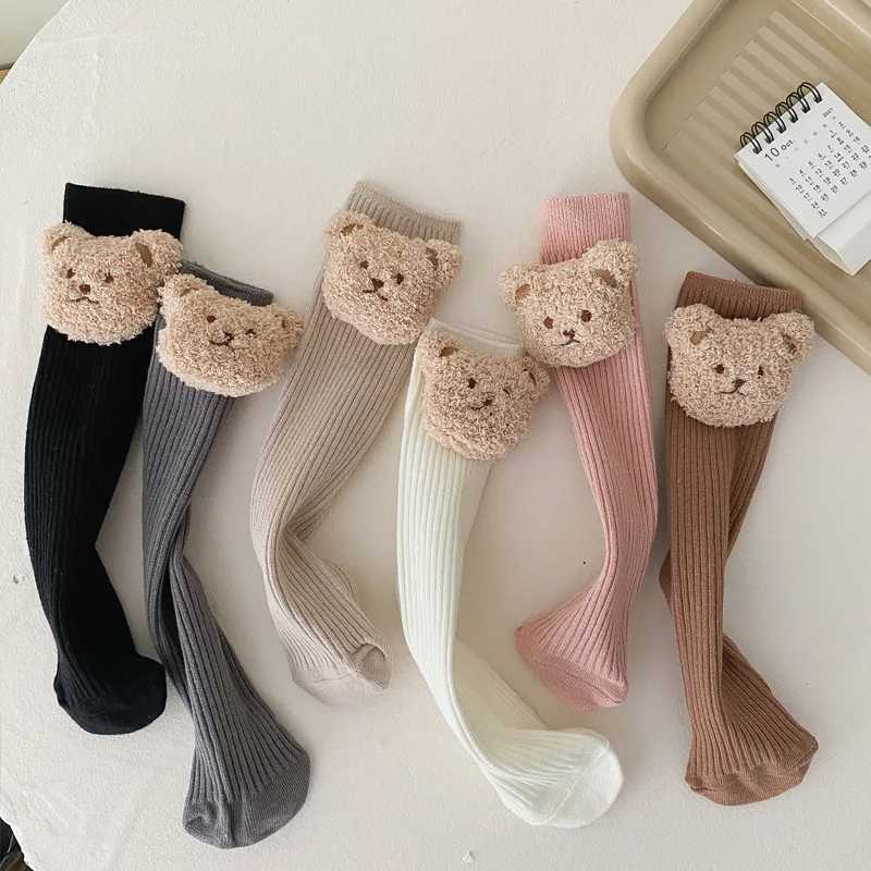 New Baby Socks Kids Toddler Boys Knee High Long Soft Cotton Cute Bear Children Socks Baby Girl Socks 2-8 Years Winter Clothes CL240824
